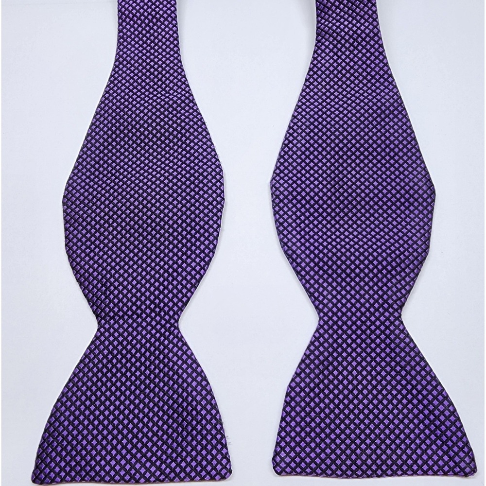 Carrot & Gibbs Handmade Pure Silk Purple Geometric Adjustable Bow Tie USA - Picture 3 of 6